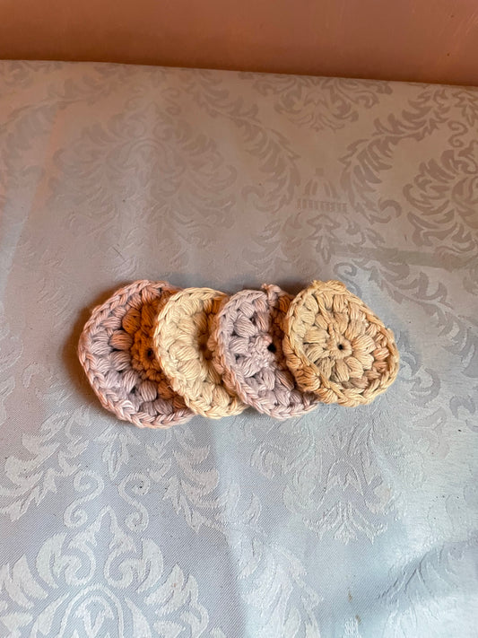 Handmade 4 Cotton crochet face scrubbies
