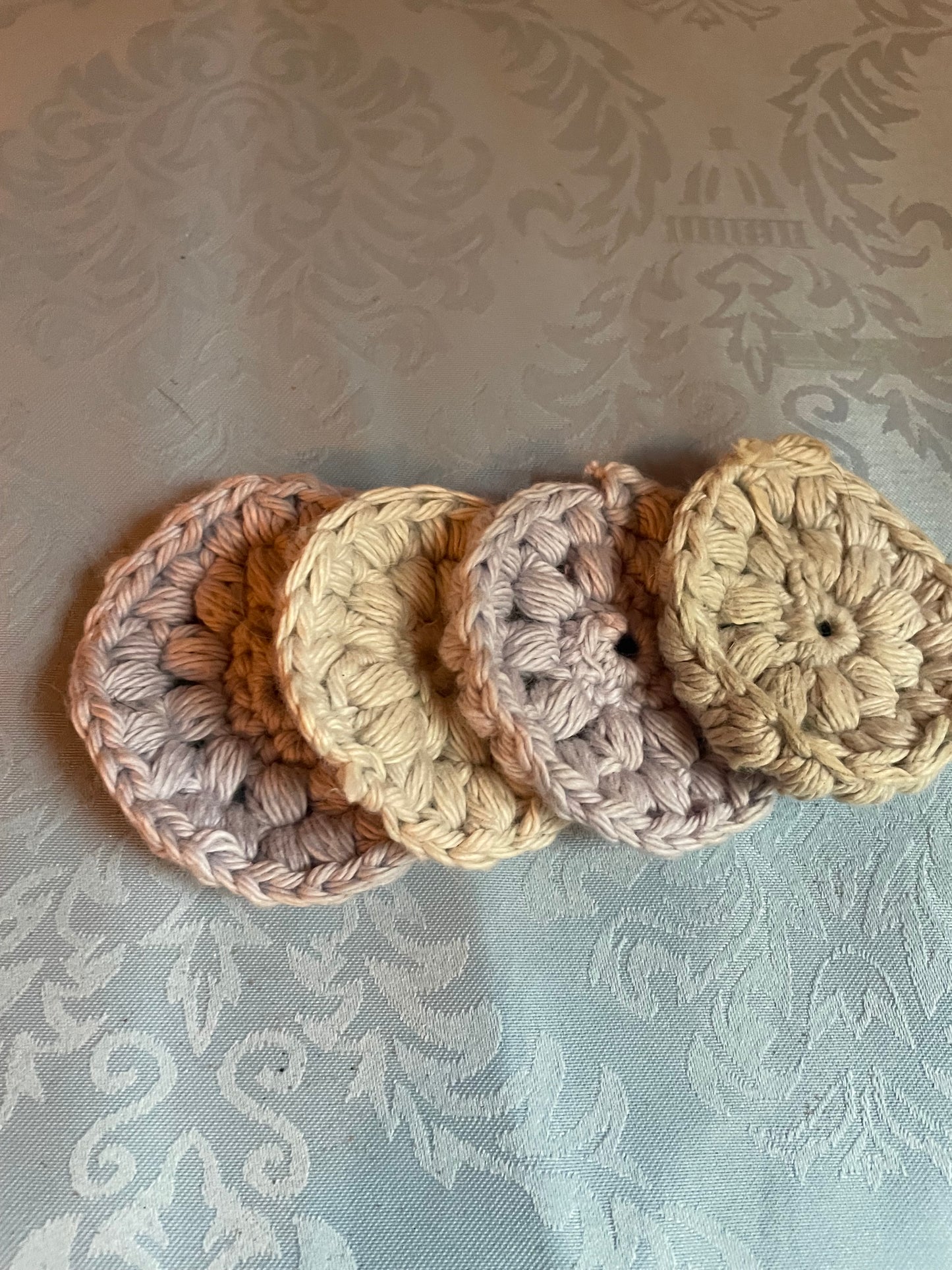 Handmade 4 Cotton crochet face scrubbies