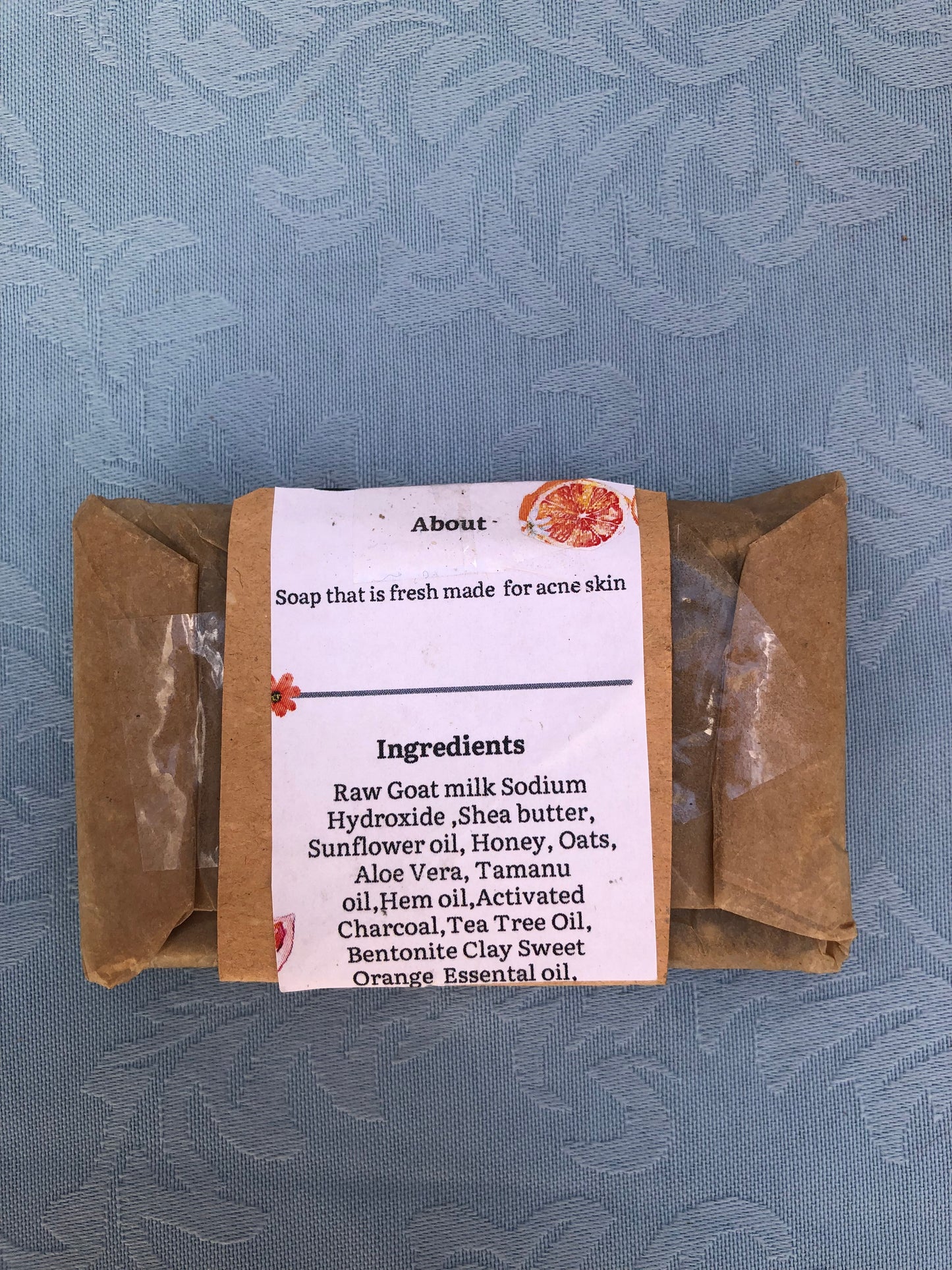 Sweet orange honey oats acne  soap sample bar