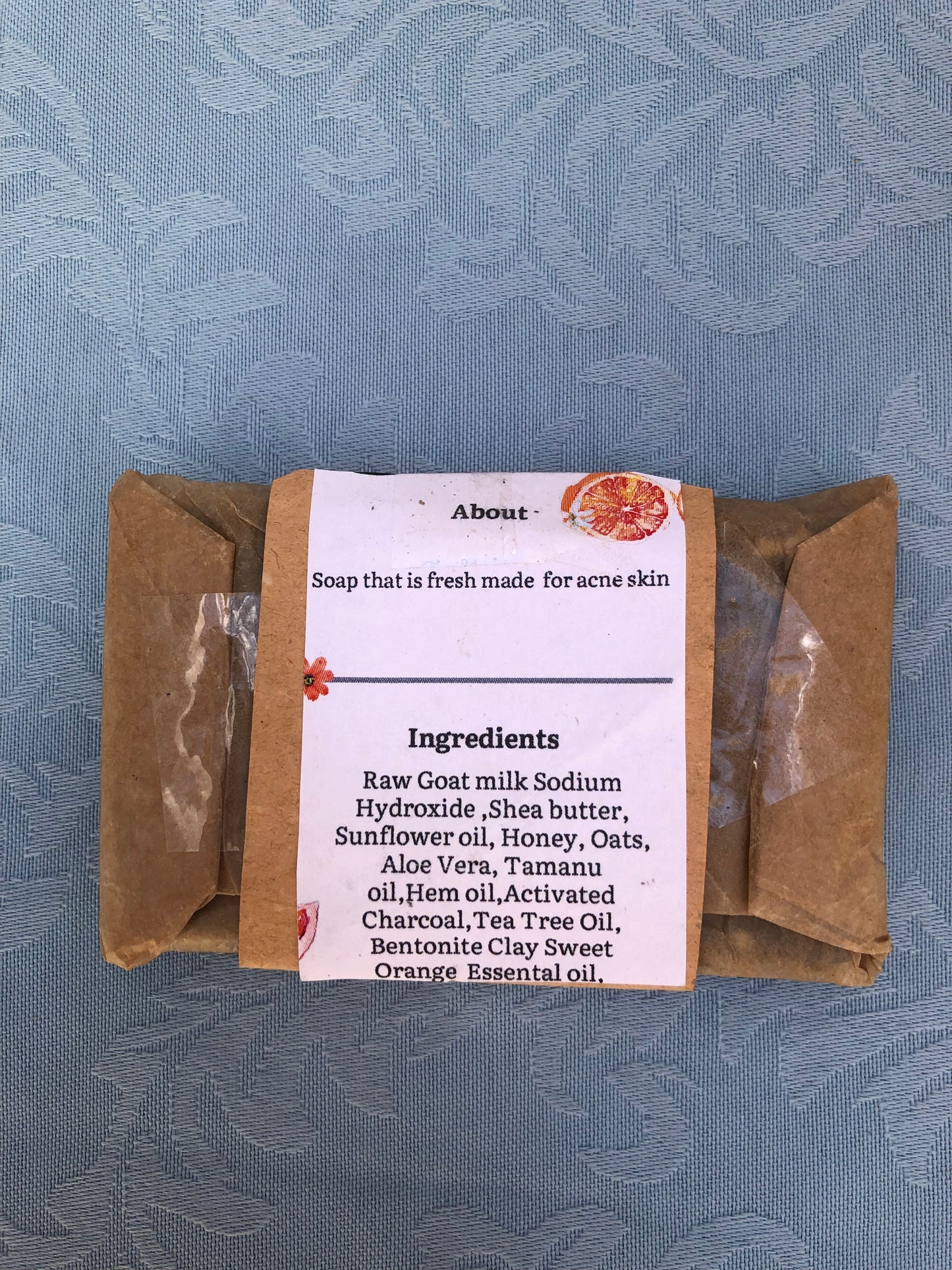 Sweet orange honey oats acne  soap sample bar