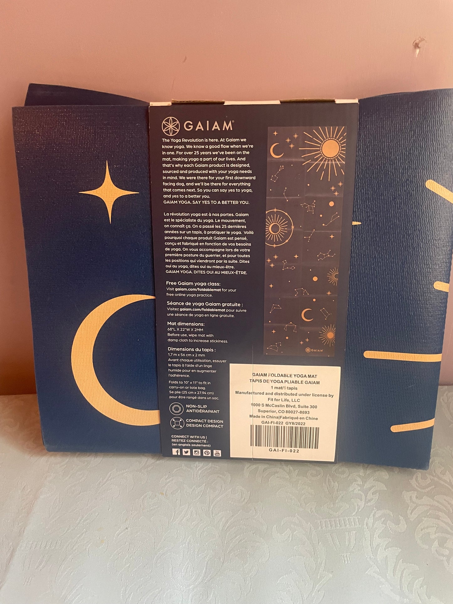 Gaiam Yoga Mat - Folding Travel Fitness Foldable Exercise Midsummer Nights NEW